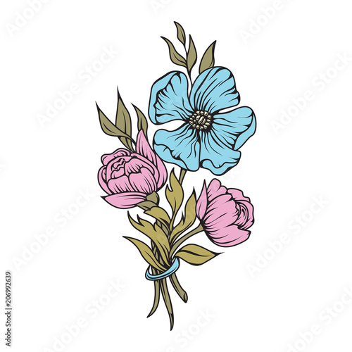 bouquet of flowers vector decorative 