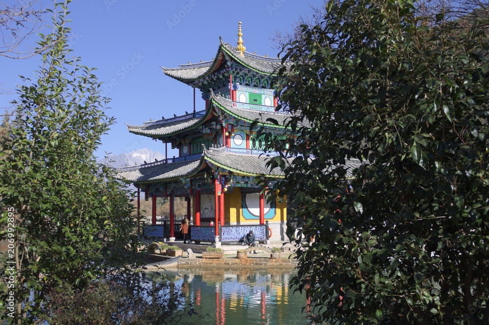 Chinese temple on the water (Lijiang, Yunnan, China)