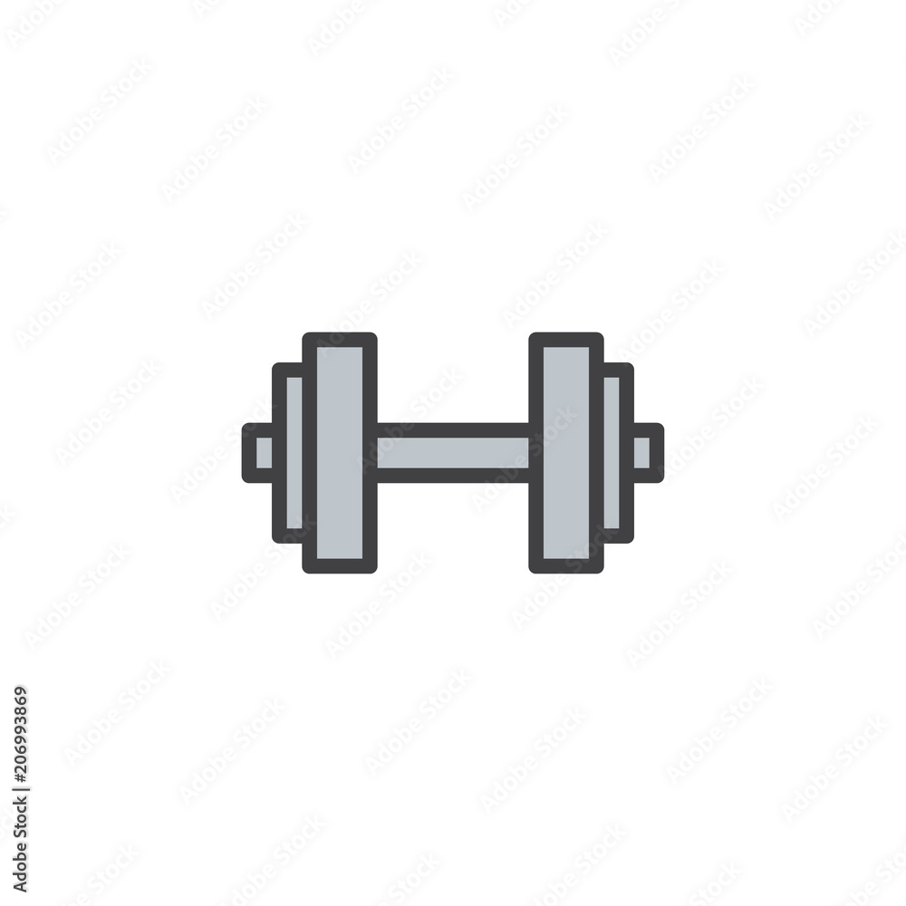 Dumbbell filled outline icon, line vector sign, linear colorful pictogram isolated on white. Weight lifting symbol, logo illustration. Pixel perfect vector graphics Dumbbell filled outline icon, line vector sign, linear colorful pictogram isolated on white. Weight lifting symbol, logo illustration. Pixel perfect vector graphics