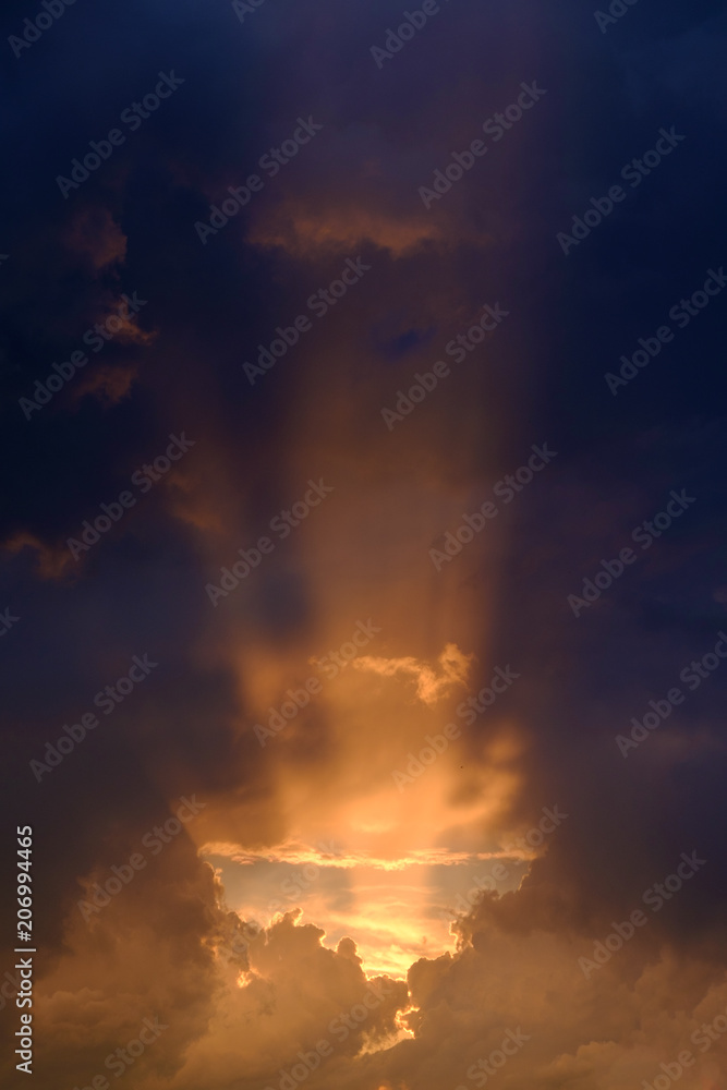 dramatic sunset in the clouds
