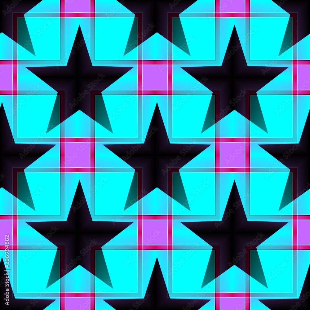 Seamless decorative pattern with a five-pointed stars in a translucent colors Seamless decorative pattern with a five-pointed stars in a translucent colors