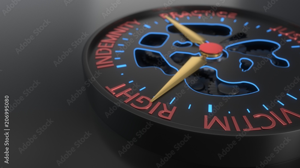 Fototapeta premium Compensation and litigation background compass concept, 3d rendering