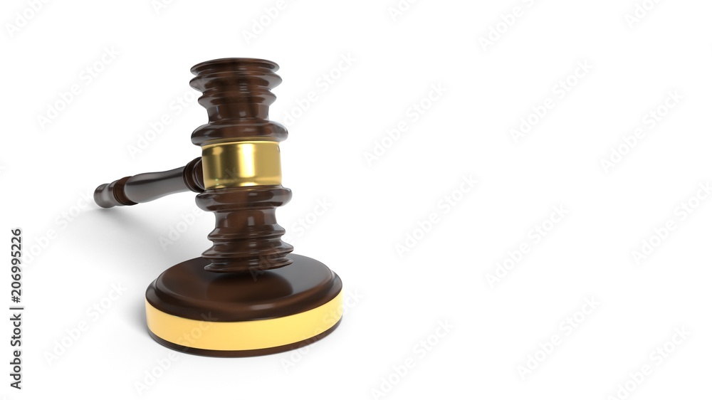 Court gavel on a white background, 3d rendering Court gavel on a white background, 3d rendering