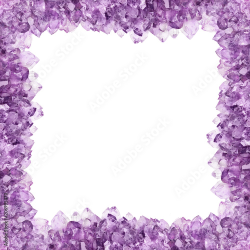 isolated amethyst light crystals square frame