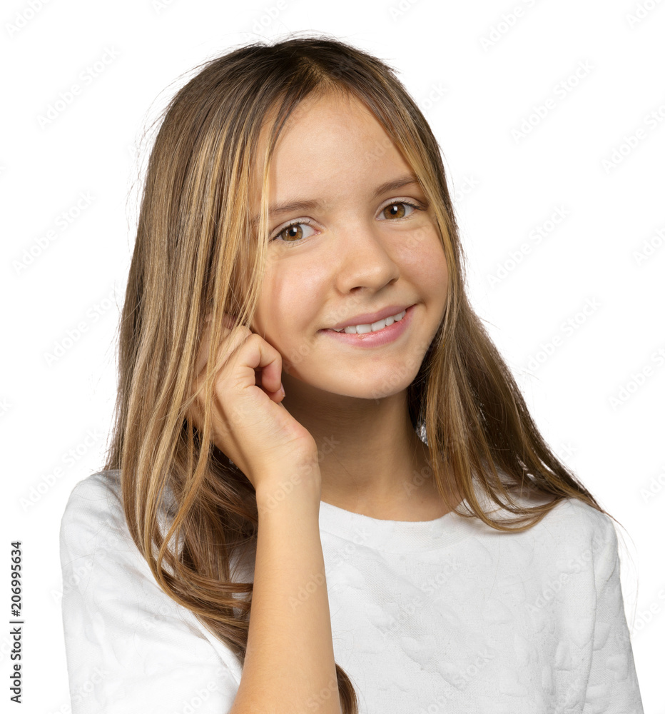 Portrait of a emotional beautiful little girl. Isolated on white background. Portrait of a emotional beautiful little girl. Isolated on white background.