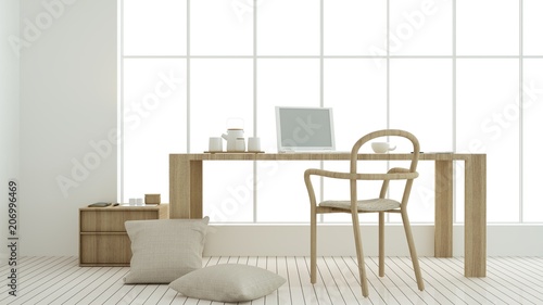 The interior relax space 3d rendering and background minimal japanese