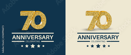 70th Anniversary celebrating cards template. Vector illustration.