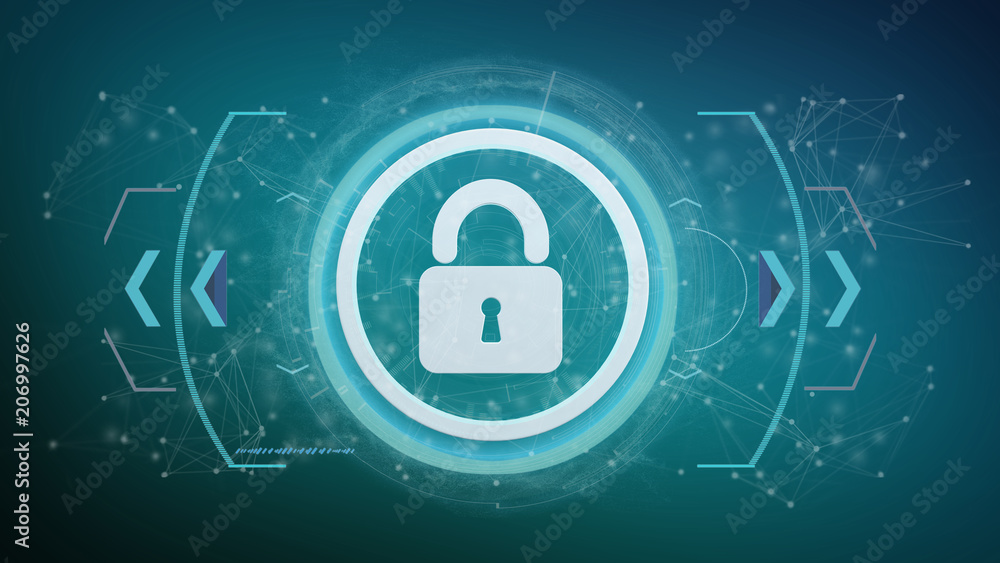 Technology security icon on a circle isolated on a background 3d rendering Technology security icon on a circle isolated on a background 3d rendering