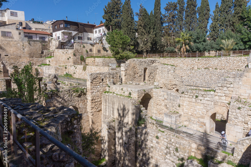 view of the pool of Bethesda in Jerusalem, Israel