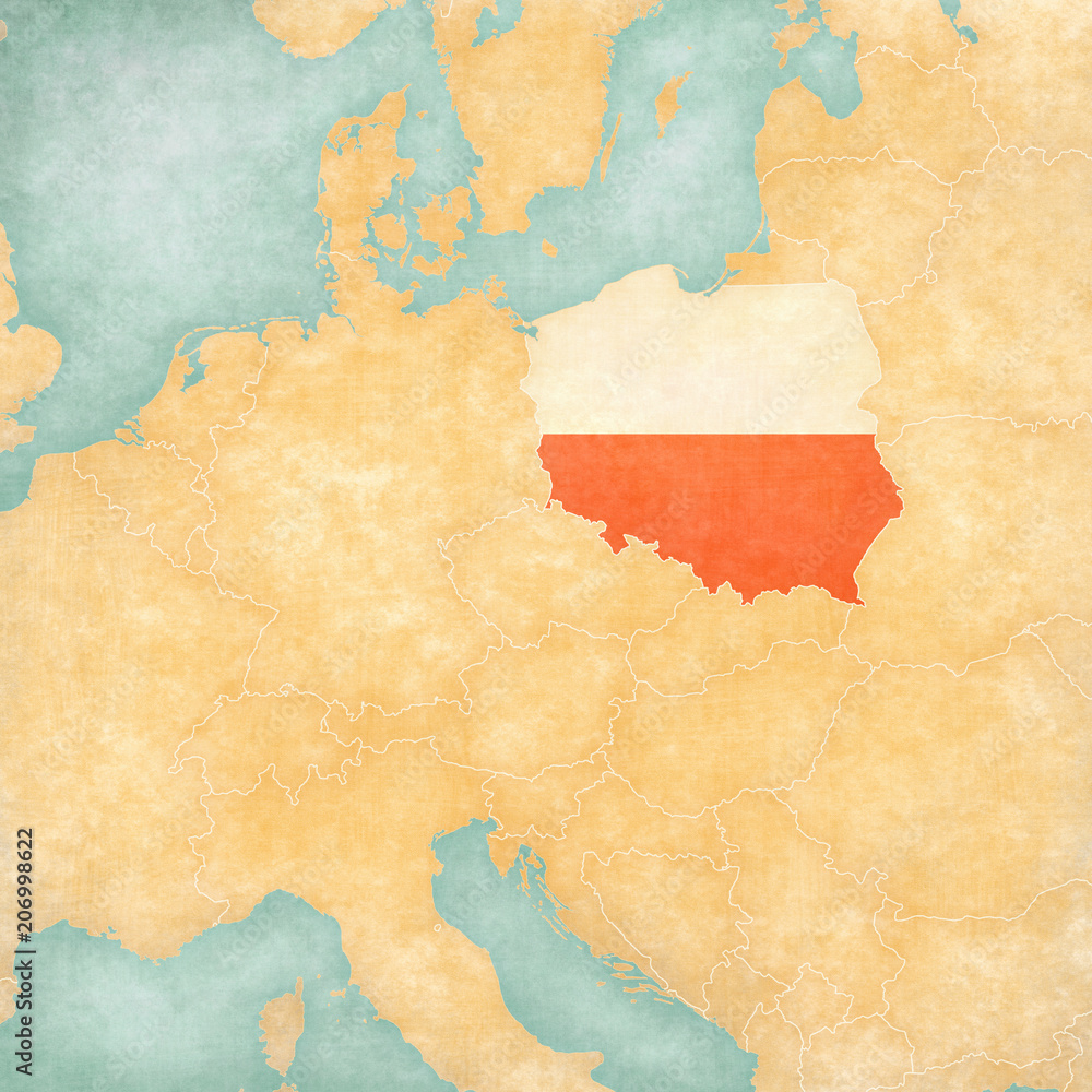 Obraz premium Map of Central Europe - Poland