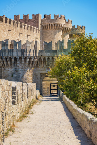City walls and entrance to Grand master palace (Rhodes, Greece) photo