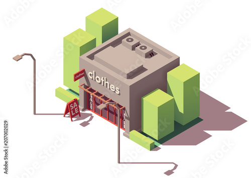 Vector isometric clothing store