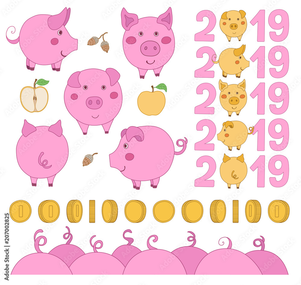 Big set of cartoon vector illustrations isolated on white background. Big set of cartoon vector illustrations isolated on white background.