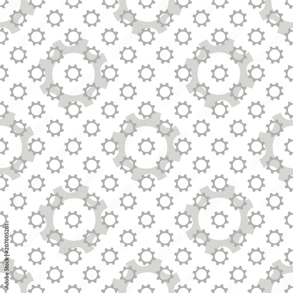 Seamless geometric pattern with gears. Black and white.