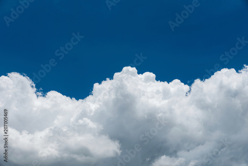 Closeup white cumulus cloud with blue sky for nature background