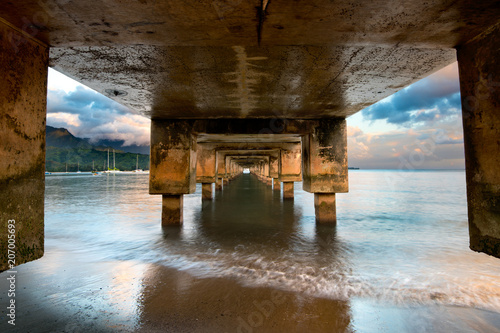 Hanalei Bay Pier, Kauai, Hawai, sunrise photo