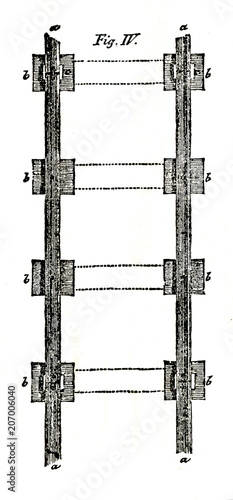 Railroad track, cast iron (from Das Heller-Magazin, April 12, 1834) photo