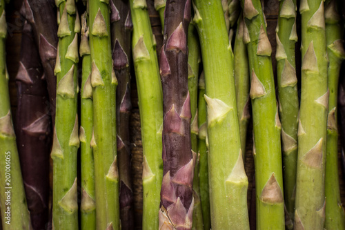 Fototapeta Naklejka Na Ścianę i Meble -  Asparagus Varieties on Dark Wooden Background