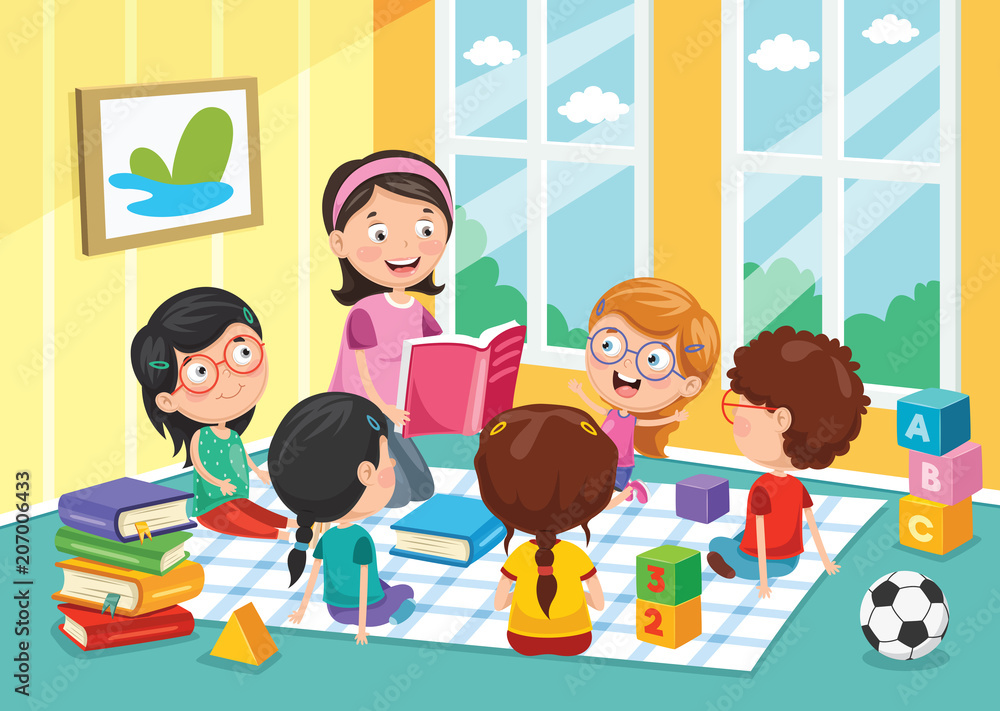 Vector Illustration Of Preschool Children Vector Illustration Of Preschool Children