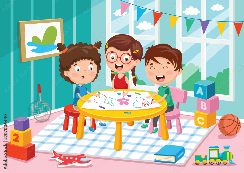 Vector Illustration Of Preschool Children Stock Vector | Adobe Stock