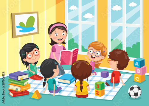 Vector Illustration Of Preschool Children
