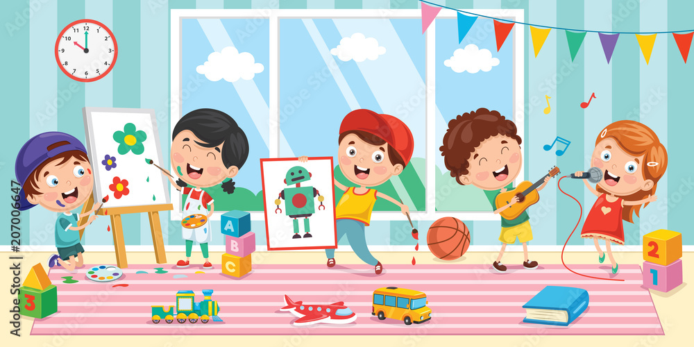 Vector Illustration Of Preschool Children Vector Illustration Of Preschool Children