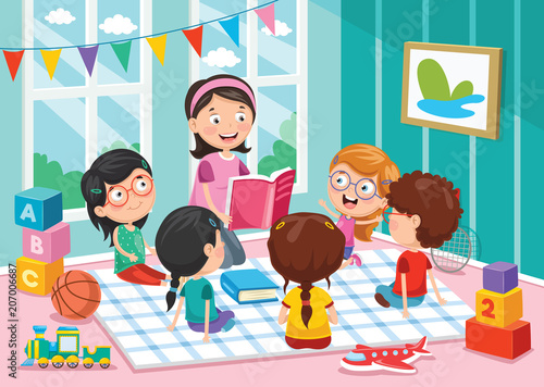 Vector Illustration Of Preschool Children