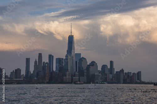 Amazing clouds behind New York City skyline viewed from Hoboken  New Jersey