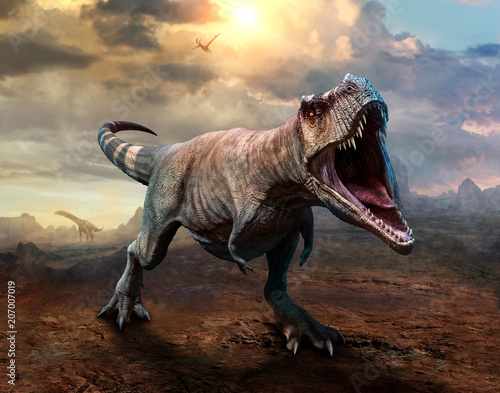 Tyrannosaurus rex scene 3D illustration © warpaintcobra