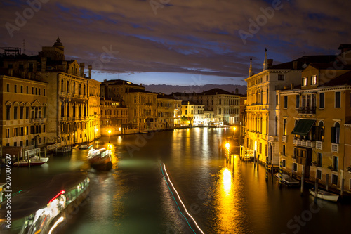 Canal Grande at night, Venice, Italy.