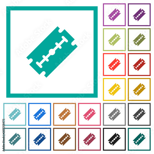 Razor blade flat color icons with quadrant frames