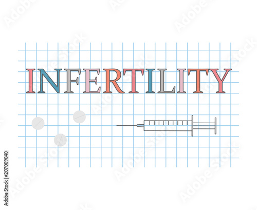 Infertility word on checkered paper sheet- vector illustration
