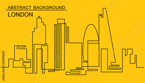 Continuous Line Drawing of Vector skyline. One line style London cityscape. Simple modern minimalistic style metropolis