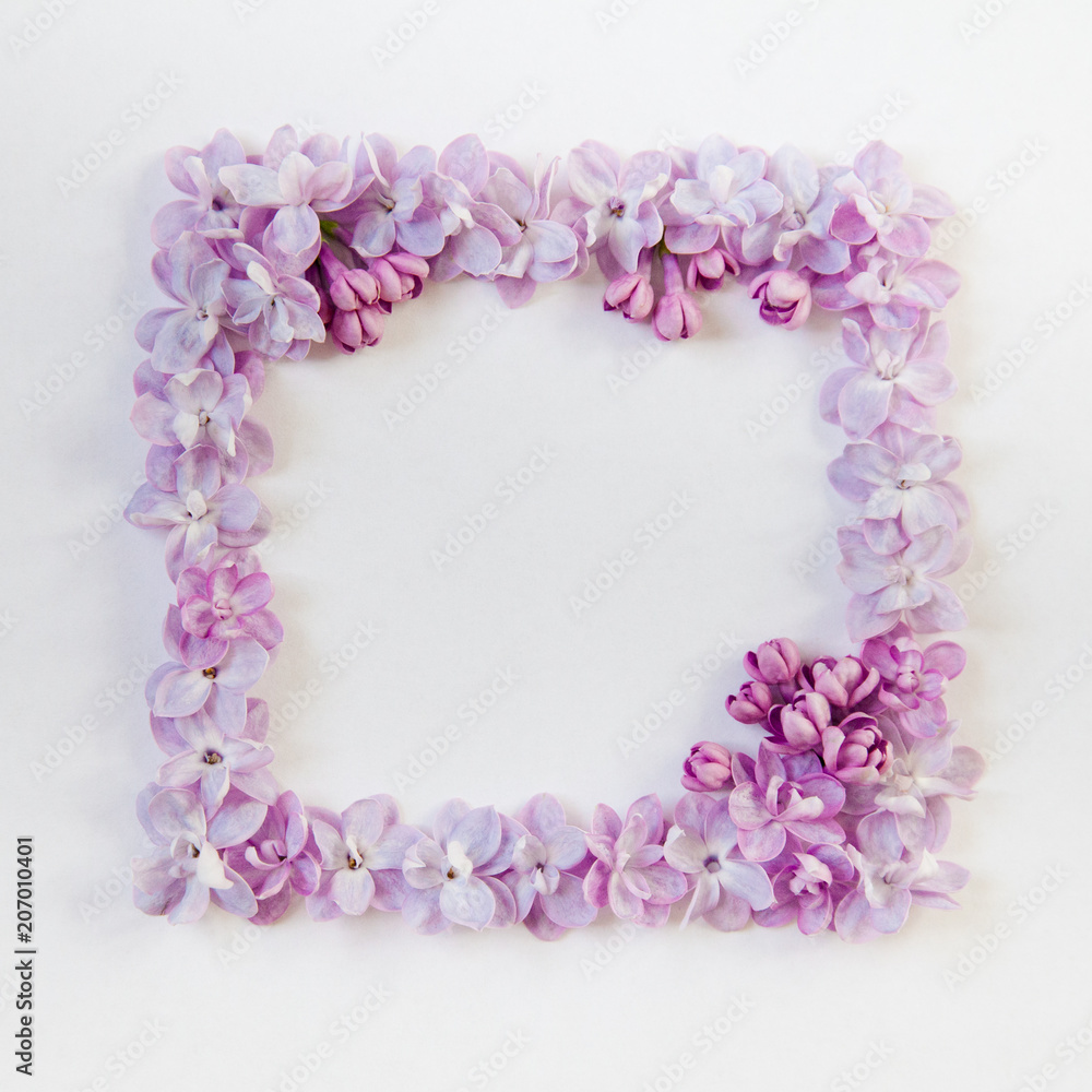 frame of lilac flowers