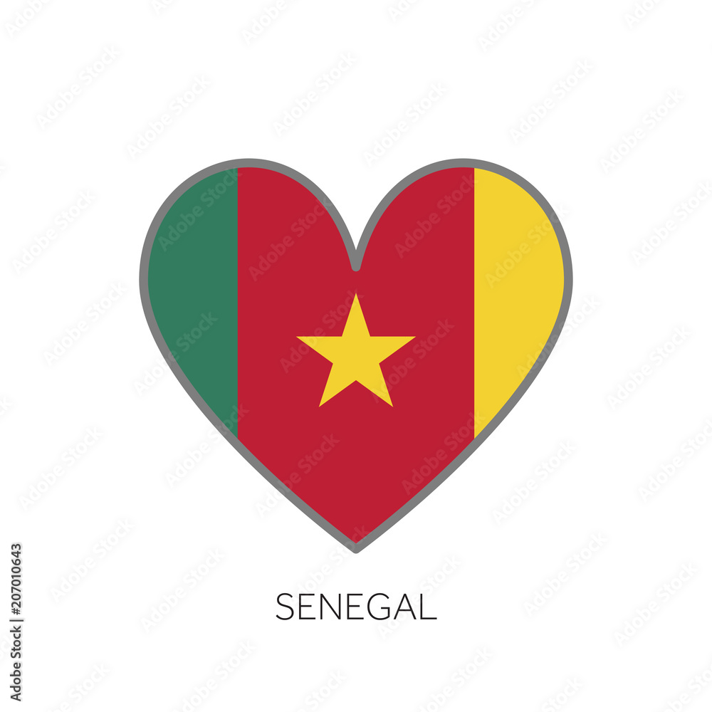 Senegal flag romance love heart shaped vector icon Senegal flag romance love heart shaped vector icon
