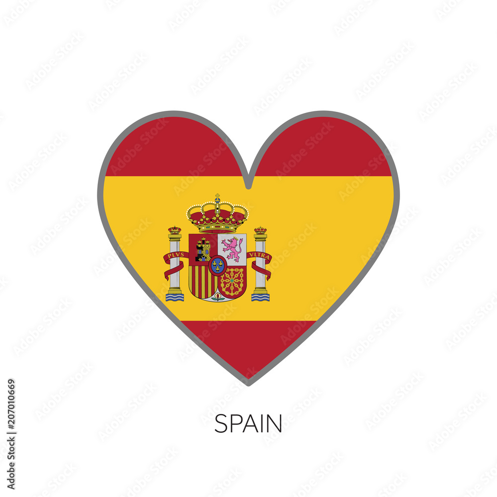 Obraz premium Spain flag romance love heart shaped vector icon