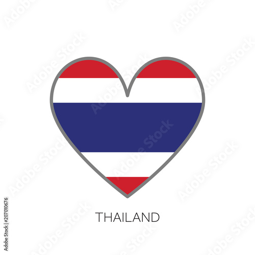Thailand flag romance love heart shaped vector icon
