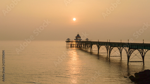 Sun Setting Behind Clevedon Pier  Haze Sky Spring 2018