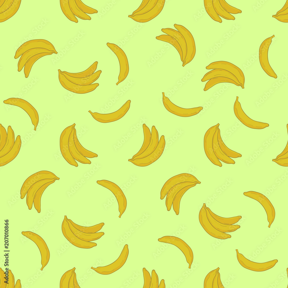 Fototapeta premium Beautiful vector hand drawn seamless pattern. Banana fruit. Illustration
