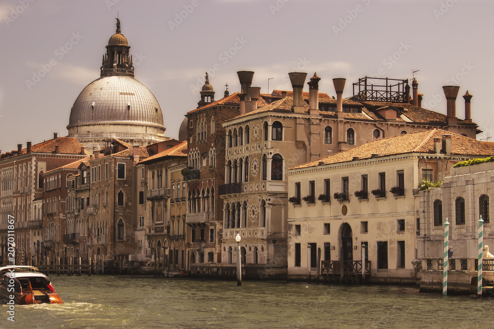 Naklejka premium Venice street along canal. Italy