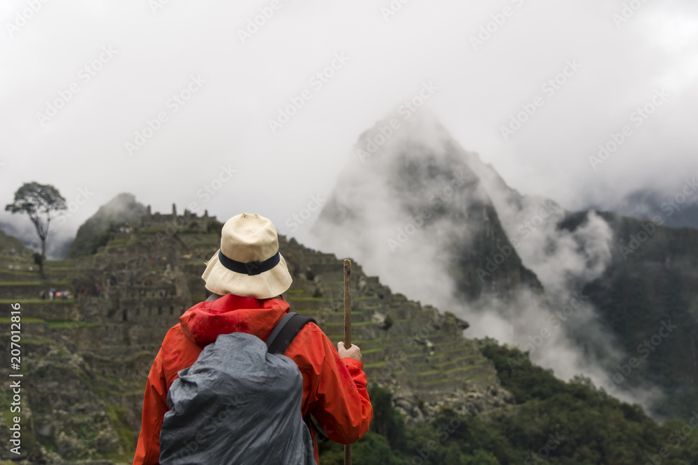Young man at Machu Picchu in Peru
