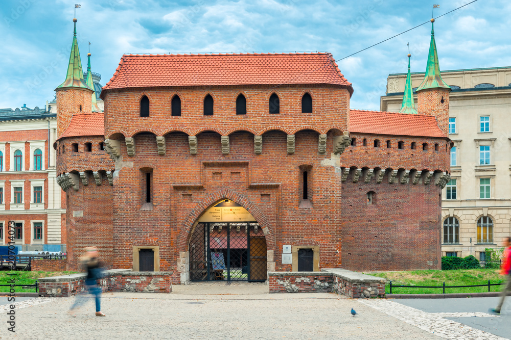 Brick fortification in the center of Krakow, Poland