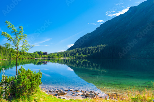 High Tatras Mountains and the famous mountain lake Morskie Oko in the summer day