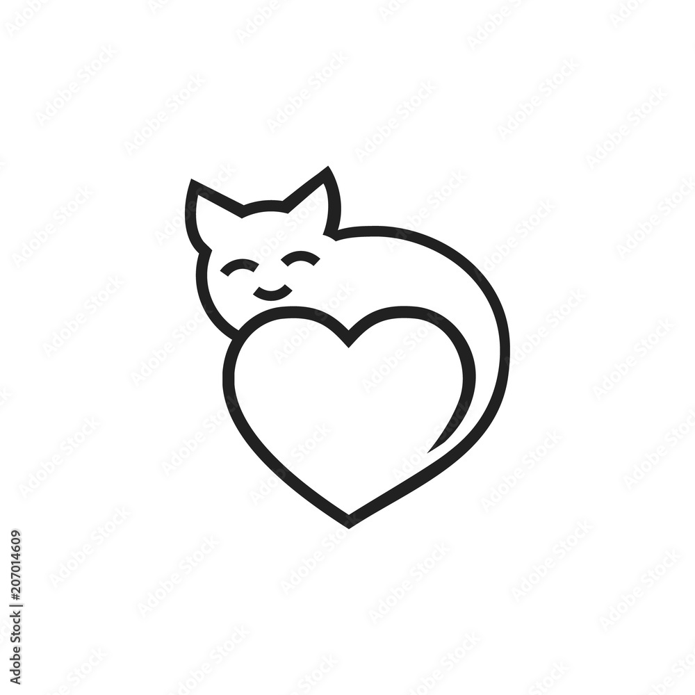 Catlovers Icon in Black on White Stock Vector - Illustration of