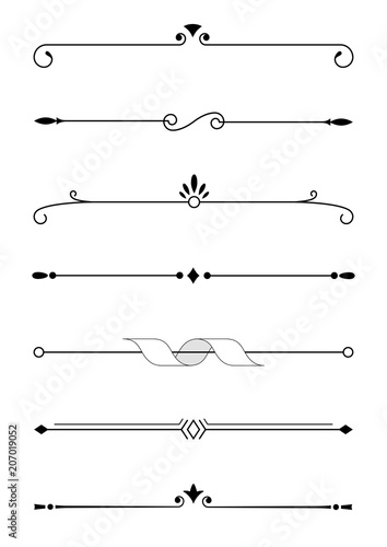 Calligraphic decorative elements in vector format. Design elements for page decoration