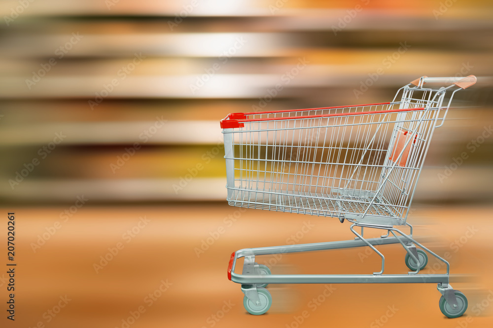 supermarket shelves motion blur with shopping cart supermarket shelves motion blur with shopping cart