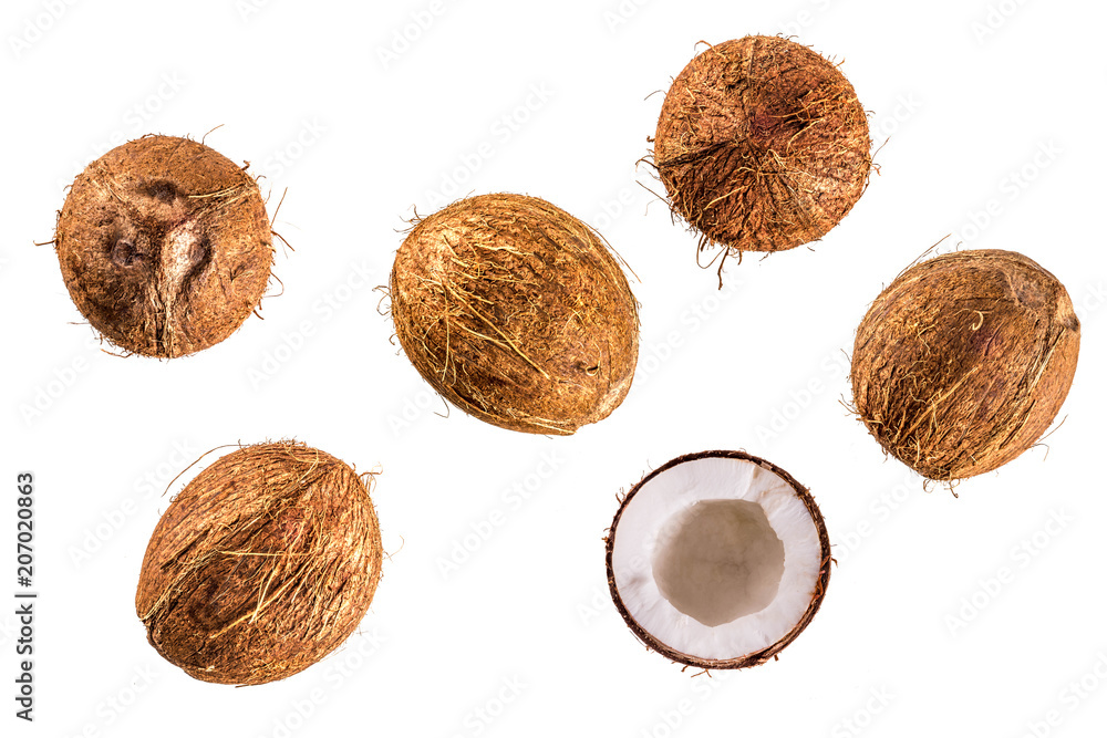 Coconut, whole nut, isolate on white background simple pattern Coconut, whole nut, isolate on white background simple pattern