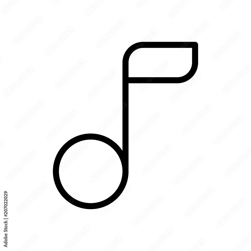 Simple music note. Linear icon, thin outline Simple music note. Linear icon, thin outline