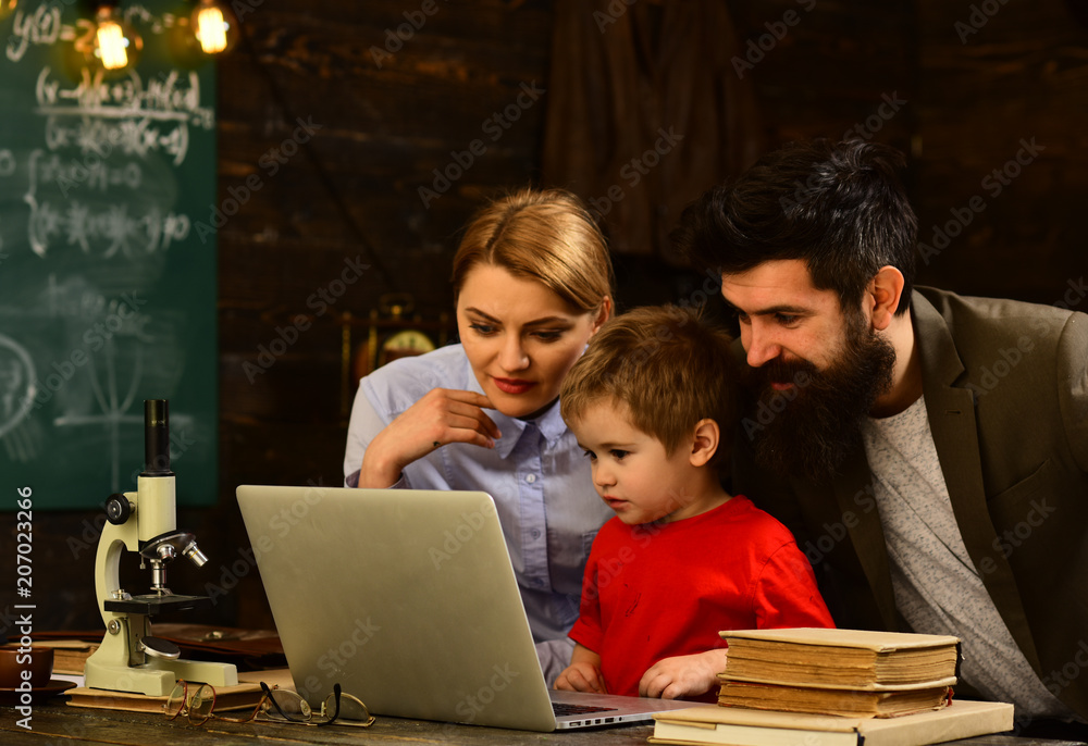 Successful students are mostly creative, Digital education online studying internet school concept, Home tutor helping boy with studies using modern laptop, Successful students are mostly creative, Digital education online studying internet school concept, Home tutor helping boy with studies using modern laptop,