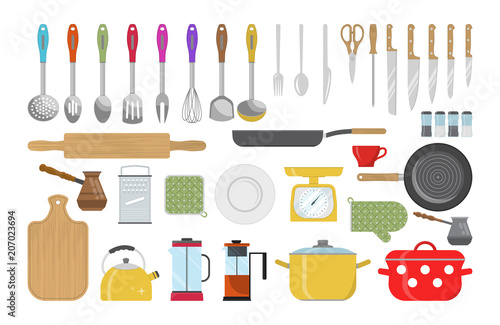 Vector set of kitchen tools.